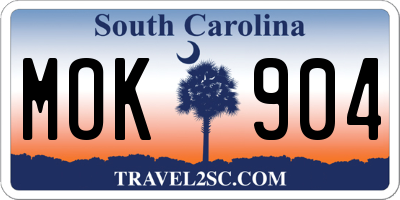 SC license plate MOK904