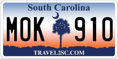 SC license plate MOK910