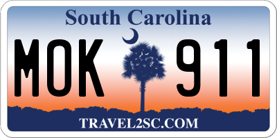 SC license plate MOK911