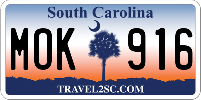 SC license plate MOK916