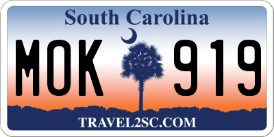 SC license plate MOK919