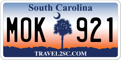 SC license plate MOK921