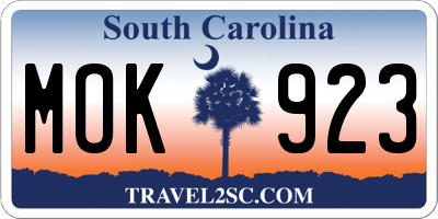SC license plate MOK923