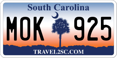 SC license plate MOK925