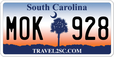 SC license plate MOK928
