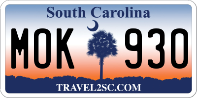 SC license plate MOK930