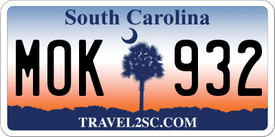 SC license plate MOK932