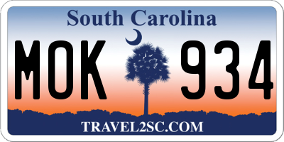 SC license plate MOK934