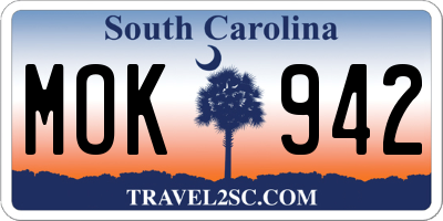 SC license plate MOK942