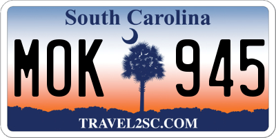 SC license plate MOK945