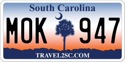 SC license plate MOK947