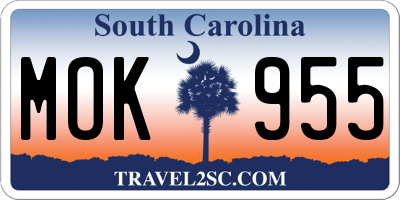 SC license plate MOK955