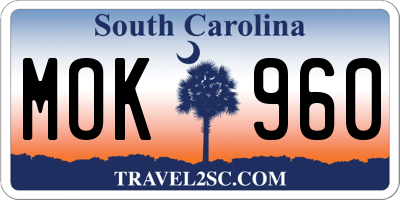 SC license plate MOK960