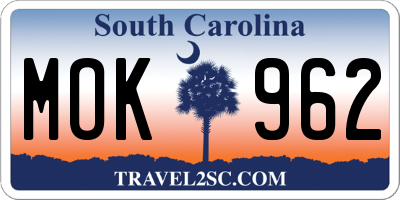 SC license plate MOK962