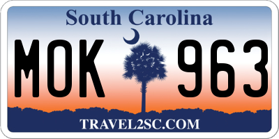 SC license plate MOK963