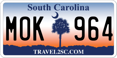 SC license plate MOK964