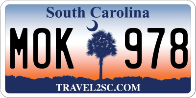 SC license plate MOK978