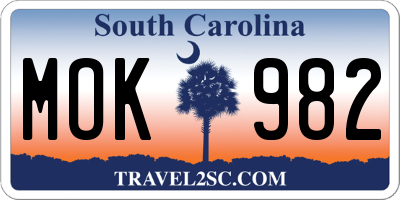 SC license plate MOK982