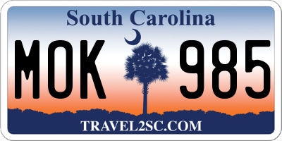 SC license plate MOK985