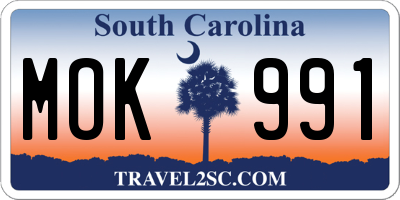 SC license plate MOK991