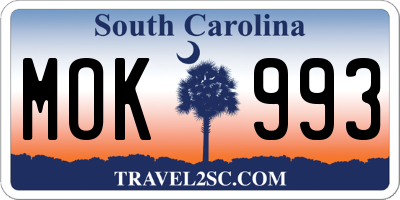 SC license plate MOK993