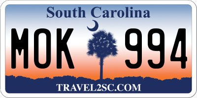 SC license plate MOK994