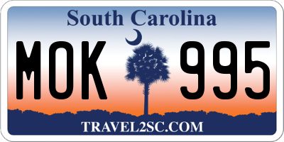 SC license plate MOK995
