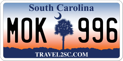 SC license plate MOK996