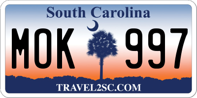 SC license plate MOK997