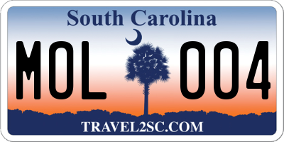 SC license plate MOL004