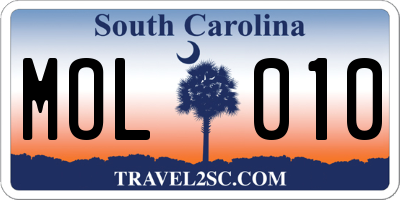 SC license plate MOL010