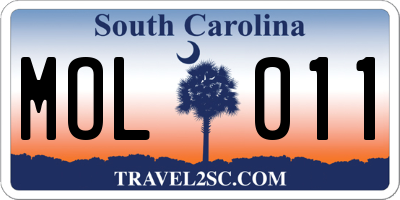SC license plate MOL011