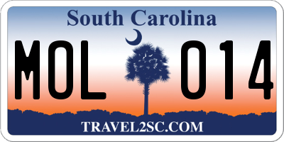 SC license plate MOL014