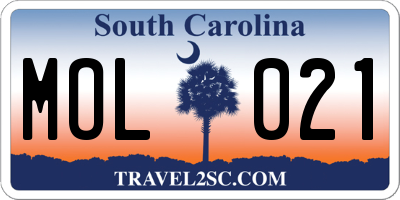SC license plate MOL021