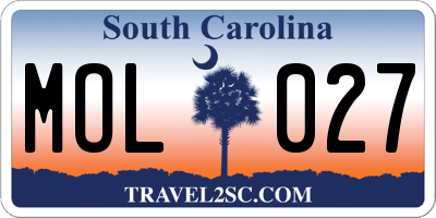 SC license plate MOL027