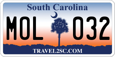 SC license plate MOL032