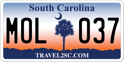 SC license plate MOL037