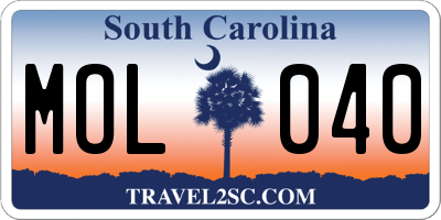 SC license plate MOL040