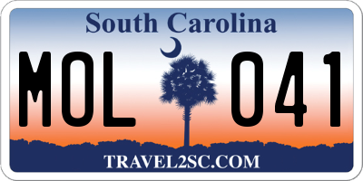 SC license plate MOL041