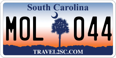 SC license plate MOL044
