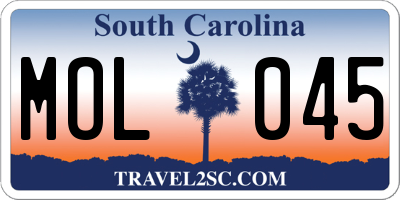 SC license plate MOL045
