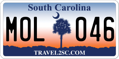 SC license plate MOL046