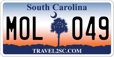 SC license plate MOL049
