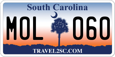 SC license plate MOL060