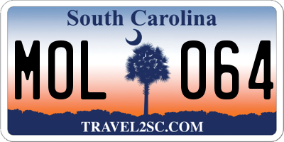 SC license plate MOL064
