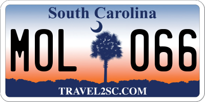 SC license plate MOL066