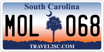 SC license plate MOL068