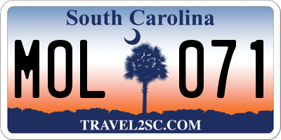 SC license plate MOL071