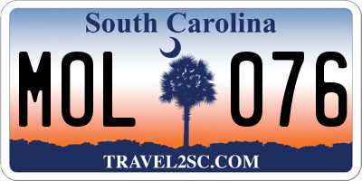 SC license plate MOL076