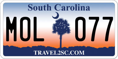 SC license plate MOL077